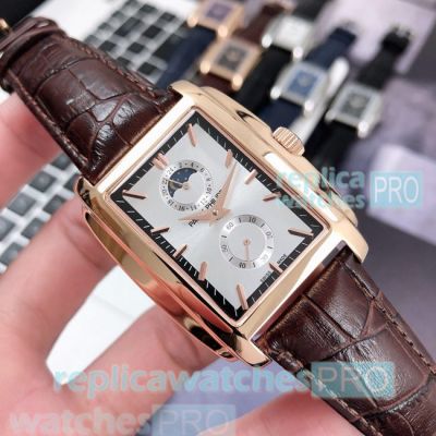 High Quality Clone Patek Philippe Gondolo Silver Dial Brown Leather Strap Men's Watch